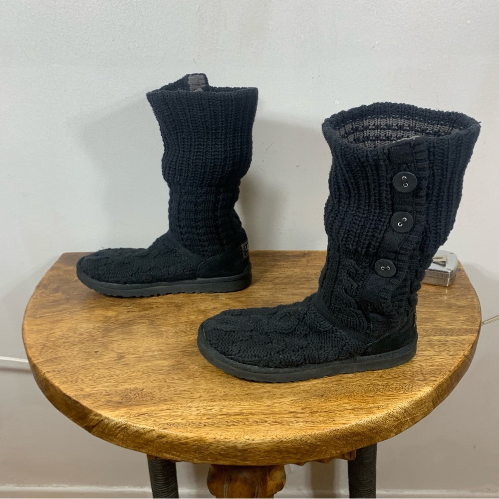 UGG Black Knit Button Boots - Picture 3 of 8